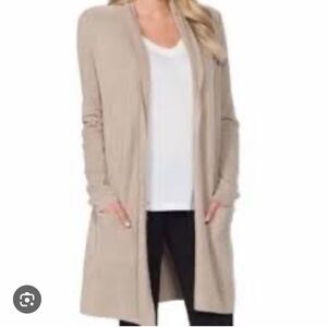 Barefoot Dreams Bamboo Chic Lite Tan Open-Front Cardigan. Size XL